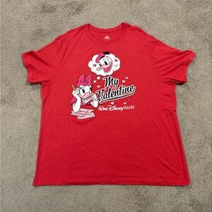 Authentic Disney Parks Daisy Donald MY VALENTINE Red T-Shirt Women’s Sz XXL EUC!